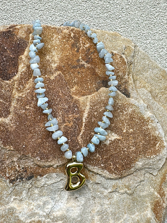 Aqua Initial Necklace