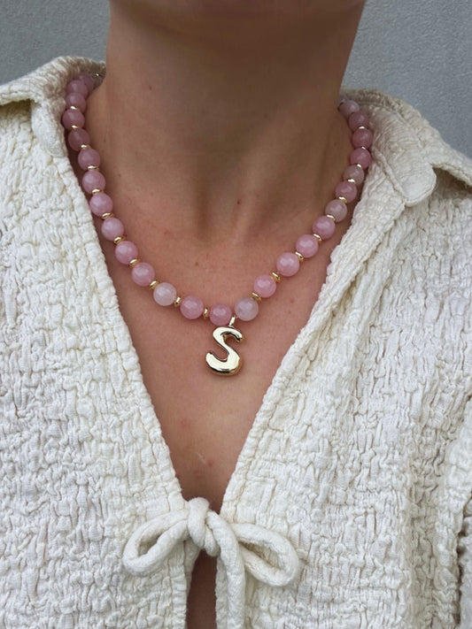 Glass Beaded Initial Necklace