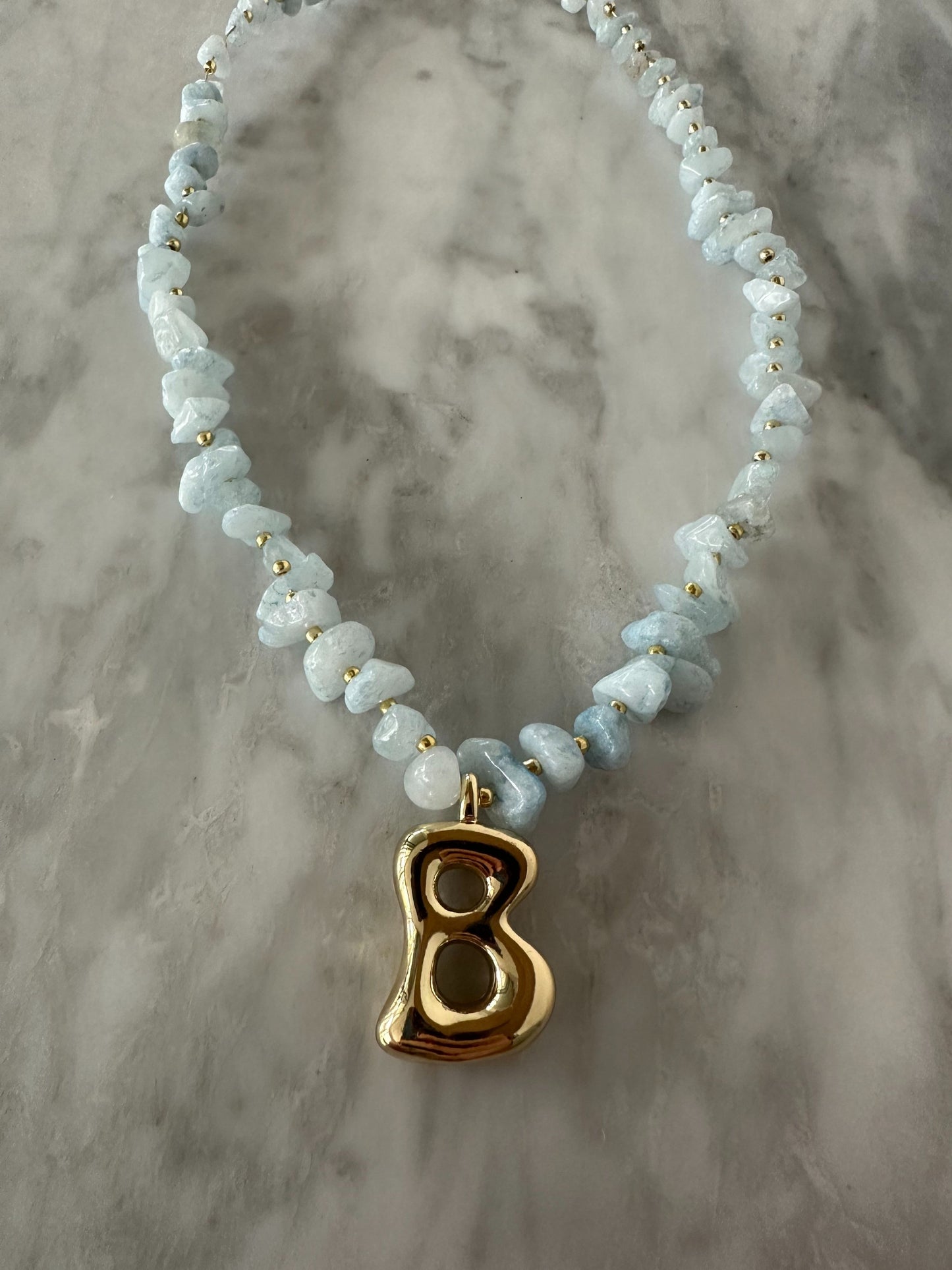 Aqua Initial Necklace