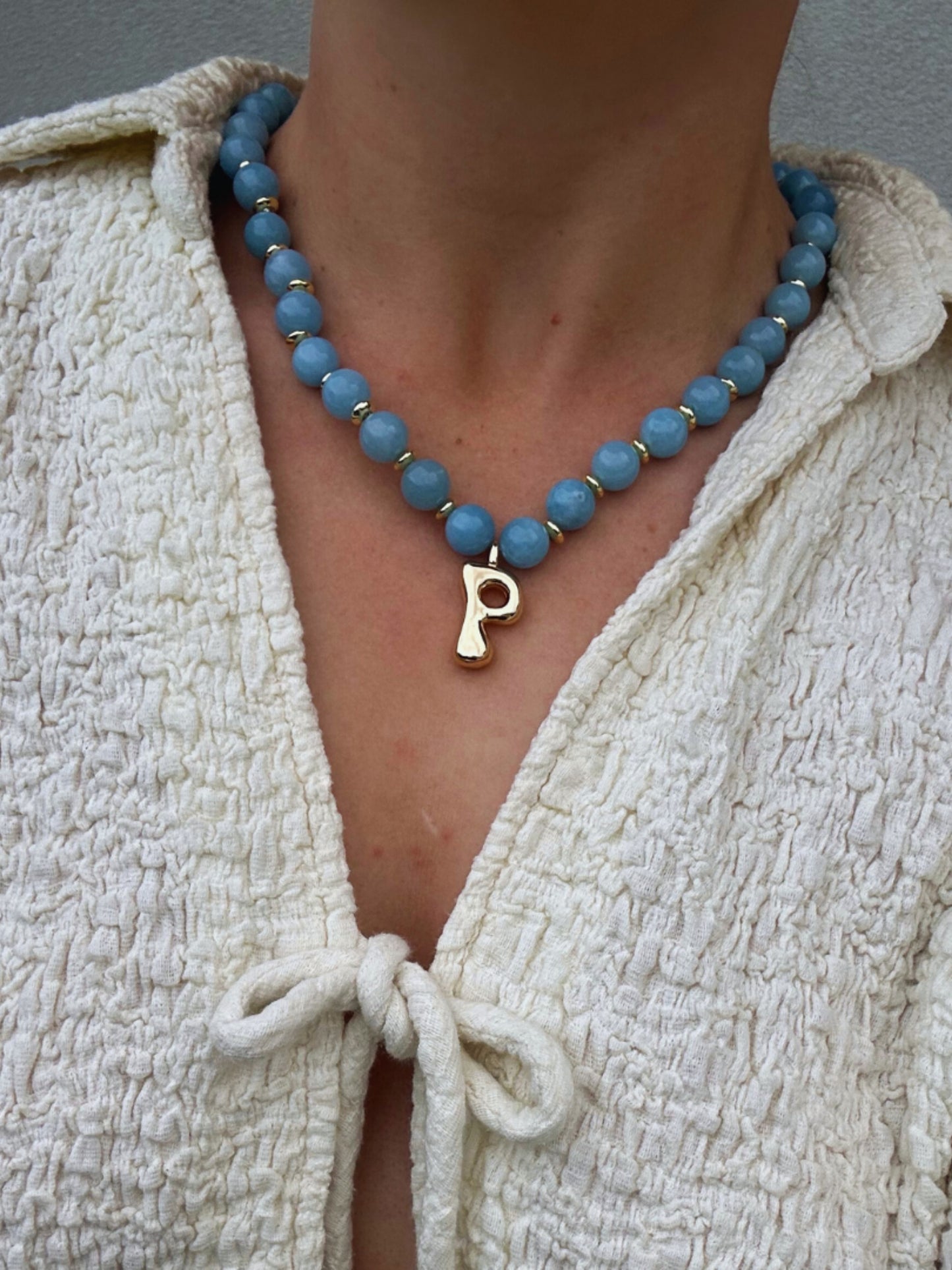 Glass Beaded Initial Necklace