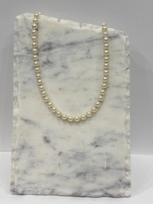Round Gold Pearl Necklace