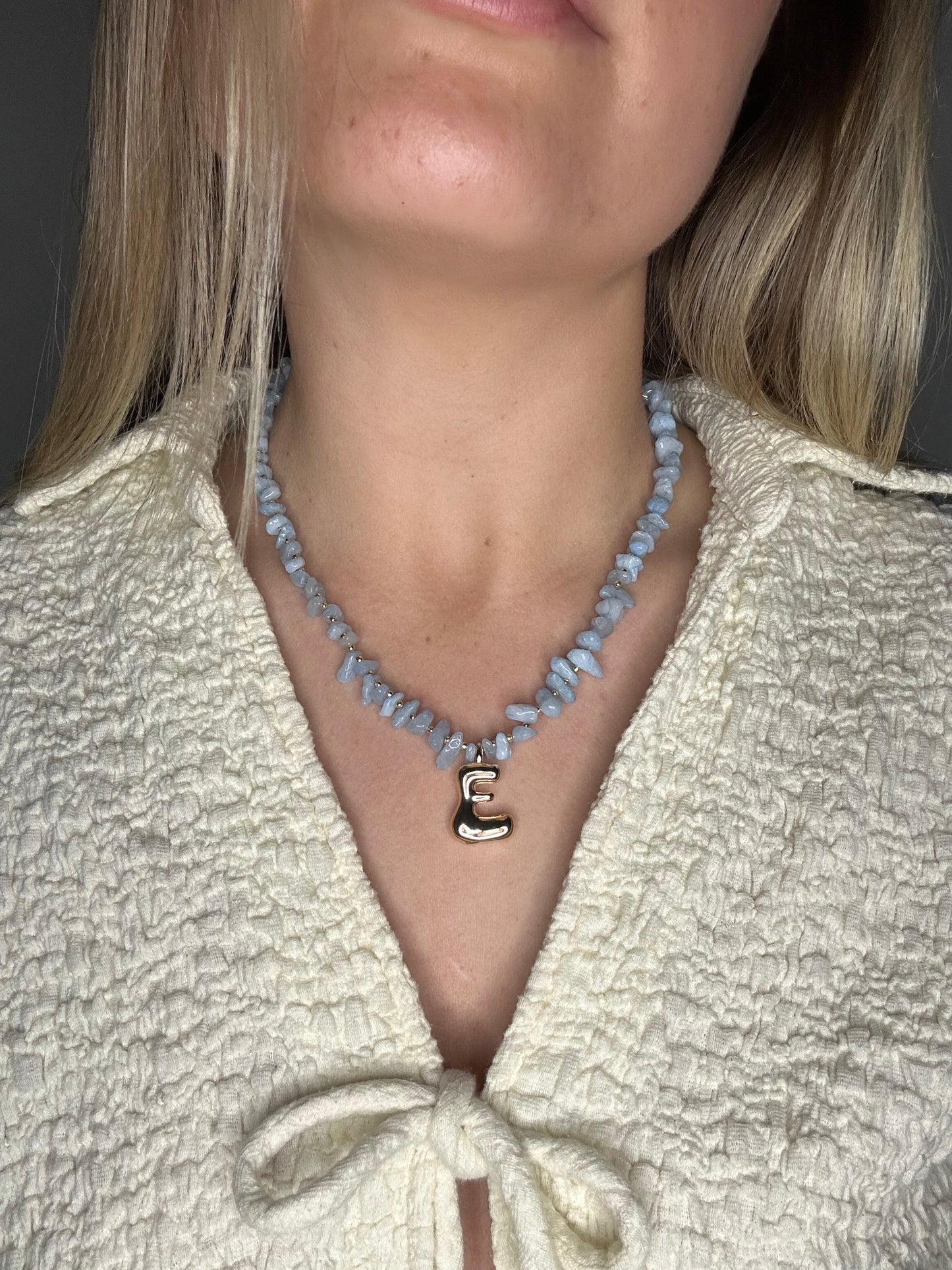 Aqua Initial Necklace