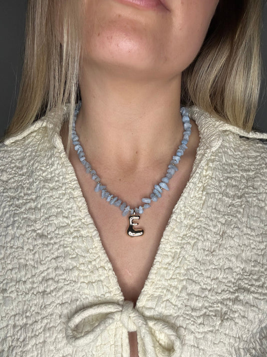 Aqua Initial Necklace